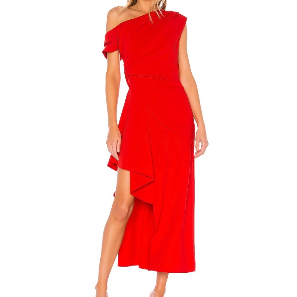 Elegant One-Shoulder Red Dress